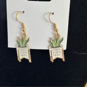 Gold and Green Crazy Plant Lady Earrings